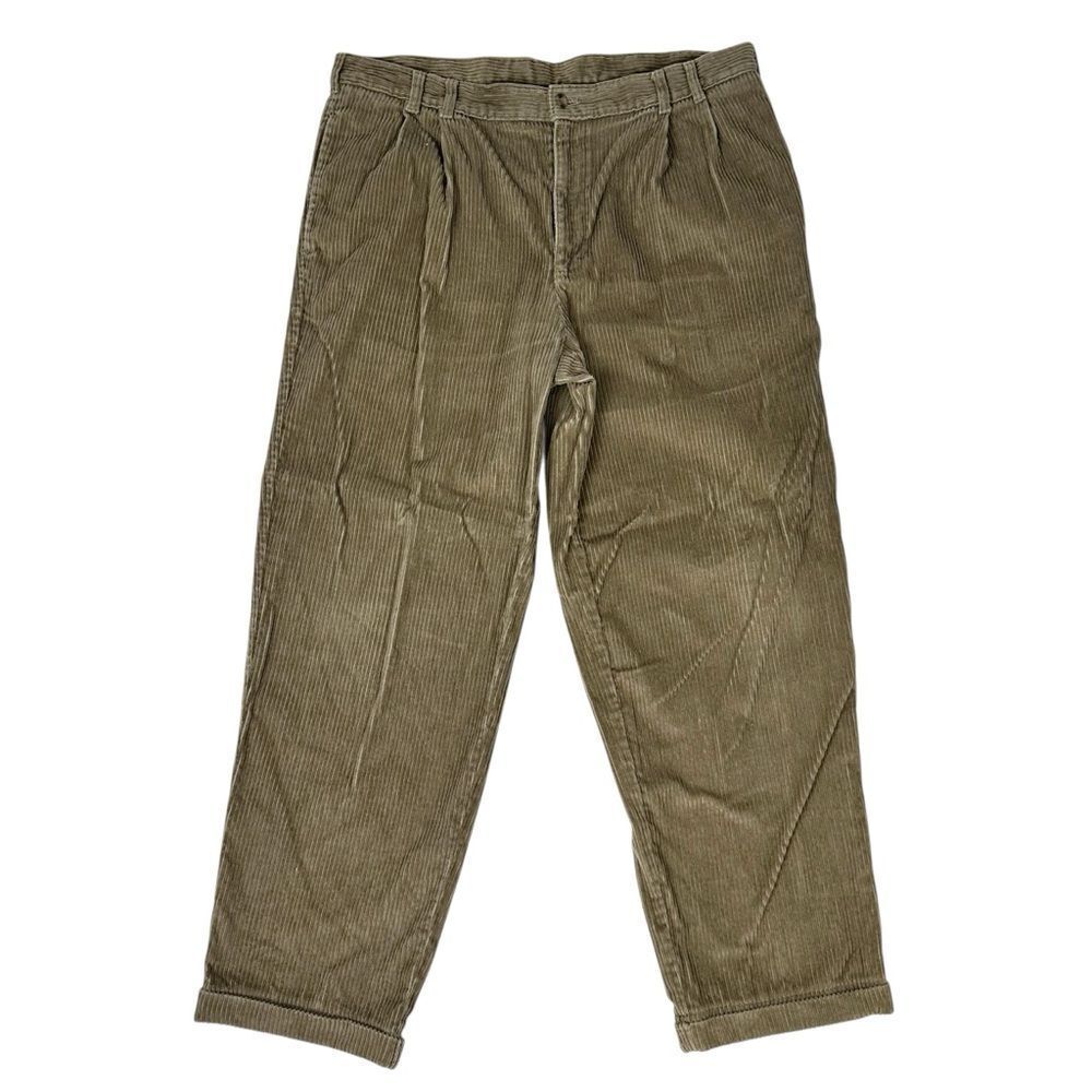 Vintage Woolrich Pants Mens 36x32 Olive Corduroy Trousers Preppy Outdoors Y2K
